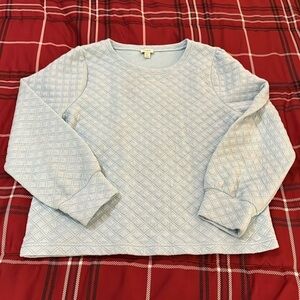 J Crew Light Blue Waffle Knit Sweatshirt Large